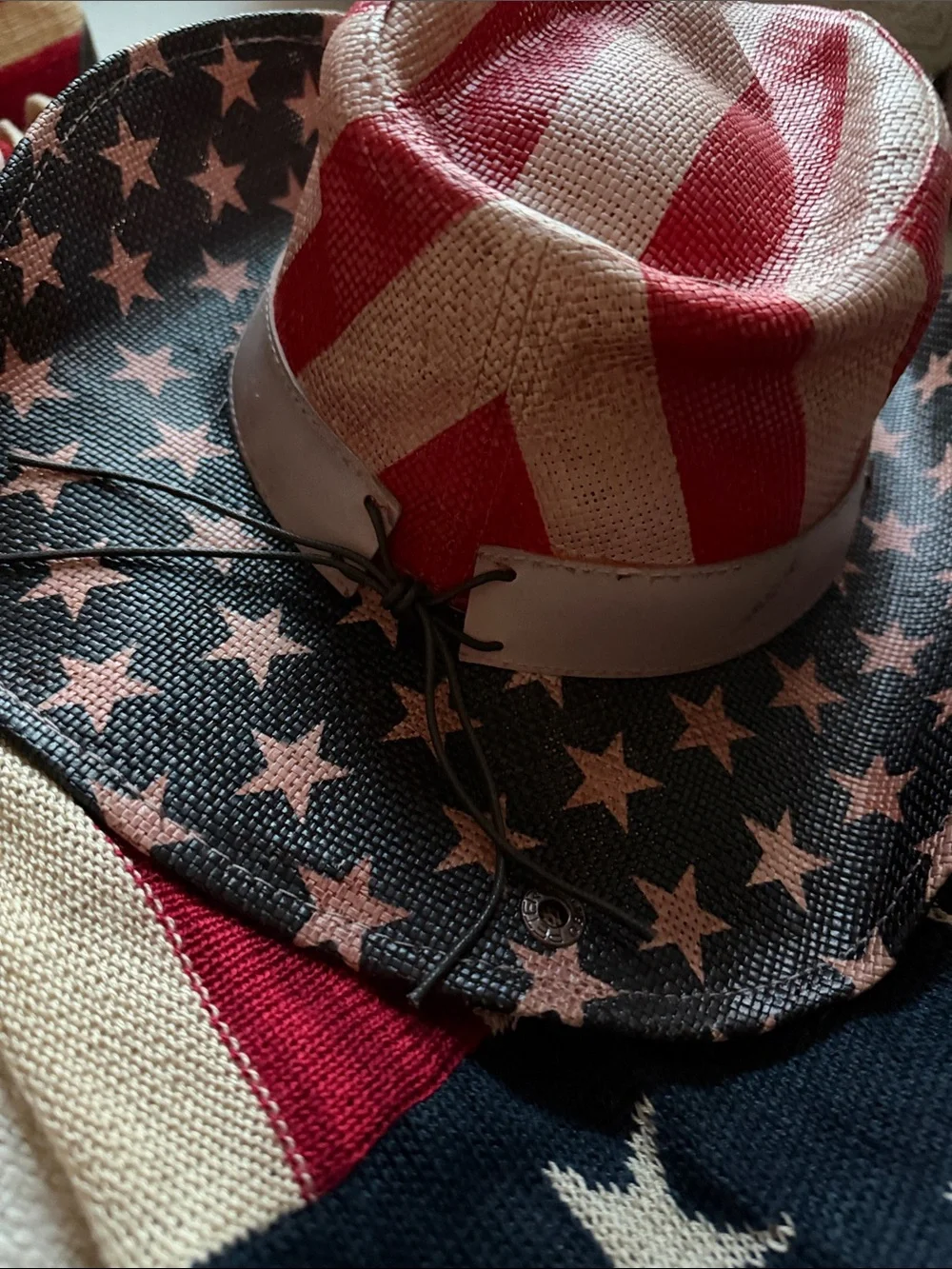 Rue21 Red White and Blue Patriotic Woven Tote with Matching Hat